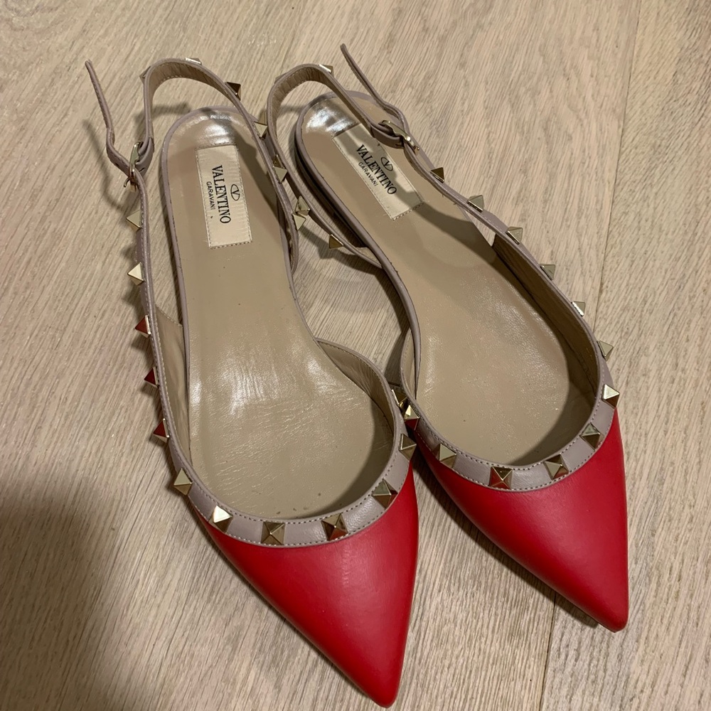 Red Valentino sling backs with gold studs size 38 - Picture 4 of 10